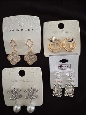 Gold and Silver Fashion Earring Set Of 4